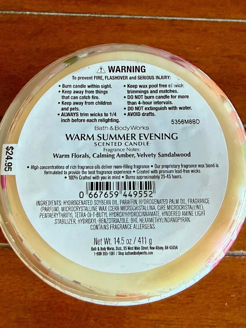 NEW WARM SUMMER EVENING 3-Wick Candle Bath & Body Works